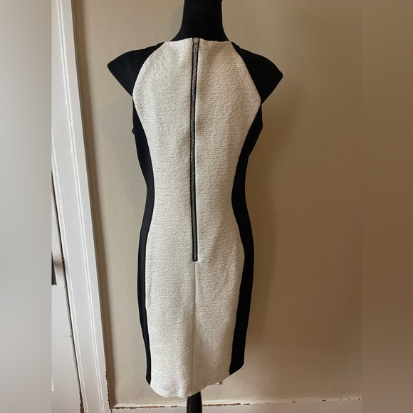 JAX black/soft white contrast dress, w/ cutout neckline, size 10, like new - Picture 5 of 7